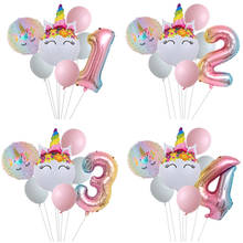 Globo de unicornio para decoración de fiesta de cumpleaños, tema de fiesta de unicornio para niños, globos de boda, juguete, número 2024 - compra barato