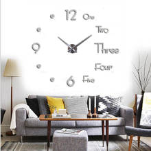 Relógio de parede grande, sem moldura, 3d, espelho, adesivo de parede grande, decoração de casa, sala de estar, quarto 2024 - compre barato