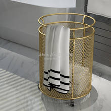 Portable Golden Metal Dirty Clothes Hamper Dirty Cylindrical Laundry Basket Organizer Bathroom Laundry Hamper Sorter 3 Colors 2024 - buy cheap
