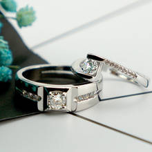 Обручальные кольца с фианитами и кристаллами, набор для влюбленных, серебро 925 пробы, мужское и женское кольцо, пара, Bague Anillos, ювелирные изделия, подарки 2024 - купить недорого