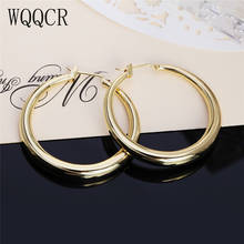 WQQCR 35MM Smooth large ersonality Super Big Circles Hoop Earrings For Women Fashion Gold Jewelry Bijoux Trendy Statement 2024 - buy cheap