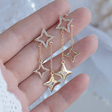 New Fashion Brand Jewelry 14K Gold Plated  Star Stud Earrings for Women Gift Shining Zircon Long Design Hollow Earrings 2024 - buy cheap