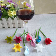 6 pçs flores copo de vinho marcador silicone etiqueta festa dedicado copo de vidro recognitor ferramentas para vidro de vinho (aleatório) 2024 - compre barato