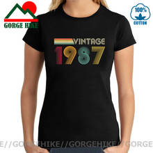 Superehike camiseta vintage retrô nascida em 1987, camiseta para jovens, 33 anos, presente de aniversário, roupa clássica, moda, 1987 2024 - compre barato