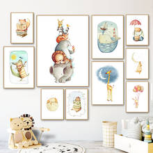 Bear Rabbit Fox Giraffe Cartoon Animal Wall Art Canvas Painting Nordic Poster And Prints Wall Picture Baby Kids Room Home Decor 2024 - buy cheap