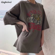 Camisetas transpirables de estilo coreano para mujer, Tops holgados de cuello redondo con dibujos animados Kawaii, Harajuku, Tops para mujer 2024 - compra barato