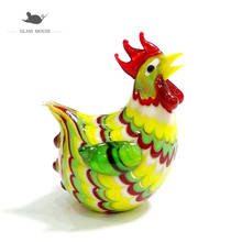 Figuritas artesanales de gallo de cristal de Murano coloridas en miniatura, bonitos adornos hechos a mano para el hogar de animales, regalos de Año Nuevo 2024 - compra barato