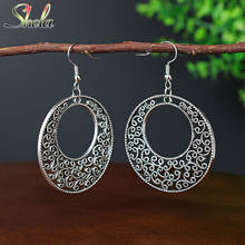 Big Circle Antique Vintage Metal Earrings Flower Bohemian Fashion Jewelry For Women Pendant Wholesale 2024 - buy cheap