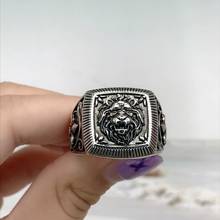 Fashion Gothic Lion Head Rings Domineering Punk Jewelry Carving Retro Geometry Irregular Pattern Men's Viking Trendy Accessories 2024 - buy cheap