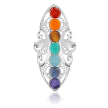 FYSL-Anillo de dedo Chapado en plata, con muchos colores forma geométrica, piedra pequeña ajustable, joyería curativa para chakras 2024 - compra barato