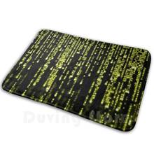 Cyber Language Code Mat Rug Carpet Anti-Slip Floor Mats Bedroom Cyber Tech Code Number Falling Yellow Geek Technology Science 2024 - buy cheap