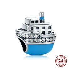 Genuine 925 sterling silver navigate tours boat beads fit original bangle bracelet charm zircon pendant enamel jewelry DIY 2024 - buy cheap