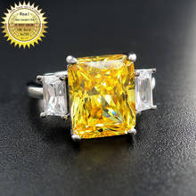 Solid 18K Gold 3ct yellow Moissanite Diamond Ring D color VVS With national certificate 001 2024 - buy cheap