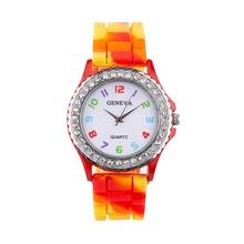 2020 New Rainbow Silicone Band Crystal Rhinestone Watch Top Fashion Quartz Wrist Watch Arabic numerals Dial relogio feminino B40 2024 - compre barato
