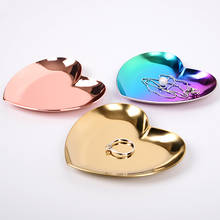 Creative Heart Shaped Jewelry Plate Nordic Style Gold Jewelry Ring Tray Metal Jewelry Storage Display Plate 2024 - buy cheap