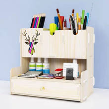 1Pcs Creative Multi-function Wooden Desktop Pen Holder Office School Storage Case Desk Pen Pencil Organizer 2024 - buy cheap