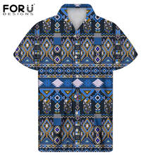 FORUDESIGNS-camisas con estampado Tribal nativo para hombre, blusas de vacaciones al aire libre, cuello alto, Estilo Hawaiano, talla grande 2024 - compra barato