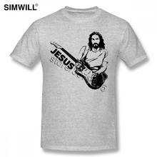 Jesus Play Guitar T Shirts Novelty Graphic Regular Fit Shirts Male Short Sleeve O Neck Rock T Shirt Cotton Clothing friend Gift 2024 - buy cheap