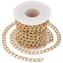 5 m/set unsolded alumínio trançado curb chains com carretel apto pulseira colar que faz para diy jóias que fazem a cor dourada/prata 2024 - compre barato
