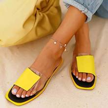 Transparent Women's Slippers Fashion Solid Color Stitching Flat Sandals Outdoor Patchwork Casual Flip Flops Summer Sandalias 2024 - buy cheap