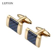 Lepton Matte Stainless steel Cufflinks Gold Color Square Carbon Fibre Cuff links for Mens Groomsmen Wedding Gift Drop Shipping 2024 - buy cheap