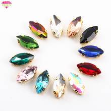 RESEN 7x15mm 50pcs/pack D Shape Claw Sew On Stones Horse Eye Faltback Glass Sewing Rhinestones With Holes DIY Sewing Accessories 2024 - buy cheap