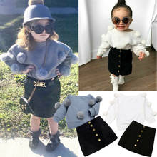 2PCS Toddler Baby Girls Autumn Winter Clothes Sweater Tops+Mini Skirt Outfits 1-5Y 2024 - buy cheap