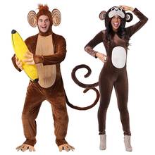 New Brown Monkey Onesie Pajamas Animal Winter Onesie Adults Halloween Banana Cosplay Costume Party Gift for women 2024 - buy cheap