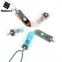 Women Men Natural Stone Tiger Eye Pendant Necklace Turquoises Opal Green Tanglin Hexagon Bullet Waxed Yoga Healing Reik Jewelry 2024 - buy cheap