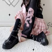 Zapatos de tacón alto con cuñas para mujer, calzado de moda Harajuku, Lolita, bonito, gótico, para Cosplay, 2021 2024 - compra barato