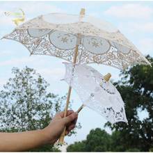 Little Girl Sun Umbrella Mini Vintage Wood Embroidery Cotton Lace Umbrellas Wedding Umbrellas Wedding Gift Photo Props Kids Gift 2024 - buy cheap