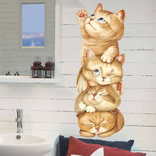 Lovely Cat 3D Wallpaper Wall Sticker Creative Animal Home Decoration Wallpaper Mural Art 2024 - compre barato
