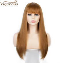 Vigorous Synthetic Long Straight Wig with Bangs Light Brown Wigs For Women Natural Fake Hair Heat Resistant Fiber 2024 - buy cheap