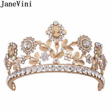 JaneVini Western Style Gold Bridal Tiara Hair Crown Wedding Hair Accessories Crystal Rhinestone Silver Bride Crowns Headband 2024 - buy cheap