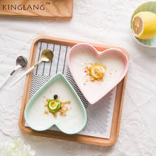 Керамическая миска для выпечки KINGLANG, миска для пудинга, домашний десерт, посуда, йогурт, миска в форме сердца, розовая миска 2024 - купить недорого