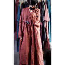 Vestido de ramio Vintage holgado para mujer, de talla grande túnica de ramio, vestidos de otoño 2020 2024 - compra barato