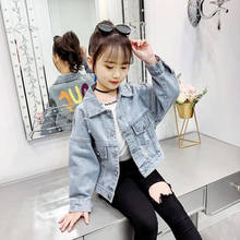 Casaco jeans azul da primavera 2021, jaqueta coreana de bebês meninas roupas para adolescentes meninas roupas infantis vestuário externo 2024 - compre barato