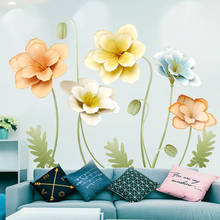 Adesivo de parede decorativo flores, adesivos de decoração para sofá sala de estar, tv, plano de fundo, decoração de casa quente, pôster de arte da natureza, mural de impressão 2024 - compre barato