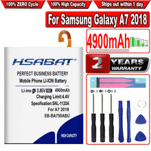 Hsabat bateria embutida de 4900mah para samsung galaxy, versão a7 2018 e a750 embutida 2024 - compre barato