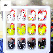 12pçs figuras decorativas em miniatura enfeites de vidro para frangos decoração de páscoa para casa, decoração adorável de vidro artesanal estátuas de animais para aves 2024 - compre barato