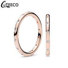 Cuteeco simples rosa cor de ouro anéis de dedo para as mulheres elegante zircão anel de casamento presente noivado moda jóias dropshipping 2024 - compre barato