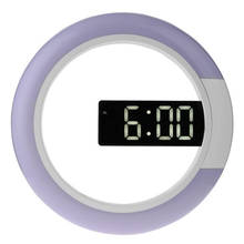 Relógio de parede luminoso com espelho em led, alarme digital criativo em 7 cores, design moderno, para decoração de quarto, sala de estar 2024 - compre barato