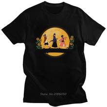 Футболка мужская Харадзюку, милая тенниска из чистого хлопка с принтом Луны, самурая, хамплоо, аниме футболка с коротким рукавом, подарок 2024 - купить недорого