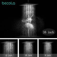 BECOLA 8,10,12,16Inch Square Brass Surface Plating Black Shower Heads Bathroom Square Overhead Rainfall Shower Head BR-0808-1 2024 - buy cheap