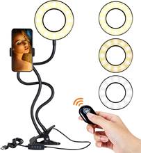 9cm photo ringlight led selfie anel de luz telefone bluetooth remoto lâmpada fotografia iluminação tripé titular youtube vídeo 2024 - compre barato