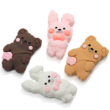 Cabujones de resina con fondo plano para niños, accesorios para manualidades de álbum de recortes, oso de dibujos animados Kawaii, conejo, Centro de lazos para el pelo, 50/100 Uds. 2024 - compra barato