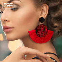 BFH Fashion Bohemia Tassel Earrings Vintage Silk Large Handmade Fabric Dangle Drop Crystal Big Earrings for Women Jewelry 2024 - buy cheap