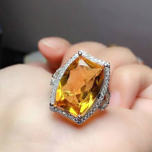 Anillo de citrino de plata 925 para uso diario, joyería de 13mm x 18mm, anillo de citrino Natural de grado VVS, anillo de plata de cristal amarillo de moda 2024 - compra barato
