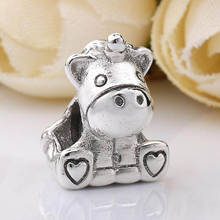 Original Vintage Cute Bruno The Unicorn Beads Fit 925 Sterling Silver Animal Bead Charm Bracelet Bangle Diy Jewelry 2024 - buy cheap