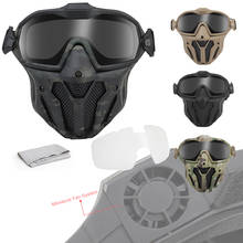 Máscara militar de airsoft, óculos destacáveis com ventilador antiembaçante, tático, para paintball, máscara protetora de rosto inteiro, máscaras de tiro, óculos 2024 - compre barato